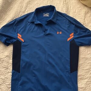 Under Armour Men's Blue Polo with Orange Highlights